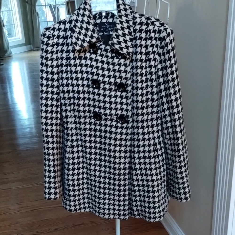 Collection By Gallery Houndstooth Double-Breasted Coat